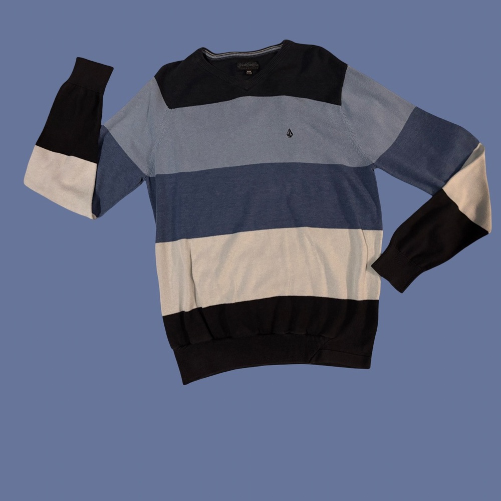 Volcom Blue and Black Striped Men's Sweater Men M/M